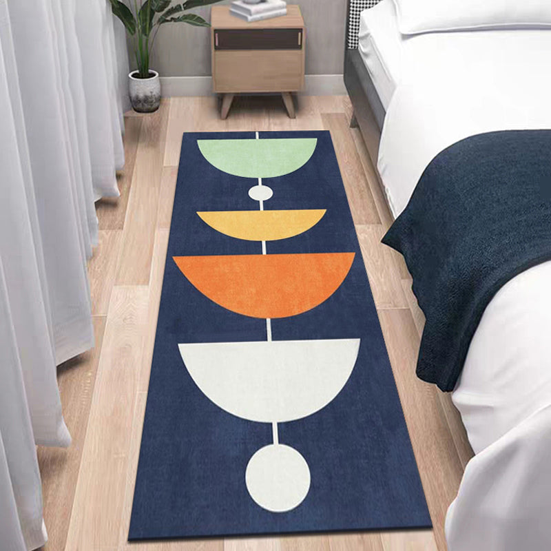 Modernist Geometric Pattern Rug Multicolor Polyester Rug Non-Slip Backing Washable Pet Friendly Carpet for Bedroom
