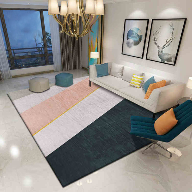 Multicolor Geometric Pattern Rug Polyester Modern Rug Washable Anti-Slip Pet Friendly Area Rug for Living Room