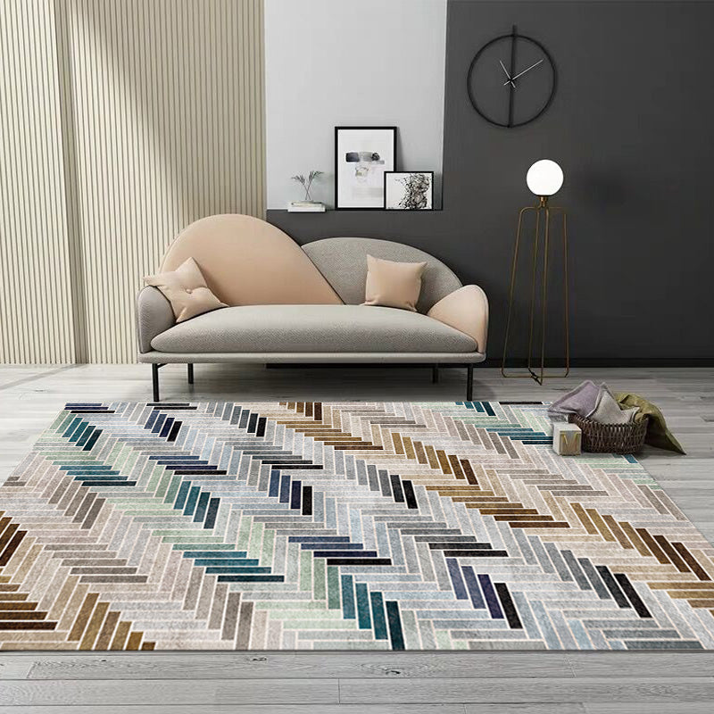 Unique Modernism Rug Multicolor Geometric Pattern Rug Pet Friendly Anti-Slip Washable Area Rug for Decoration