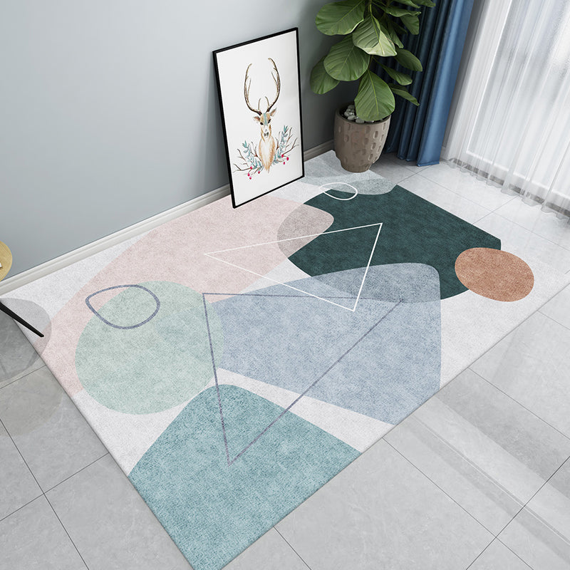Creative Multicolor Modernist Rug Polyester Colorblock Rug Washable Pet Friendly Non-Slip Carpet for Living Room
