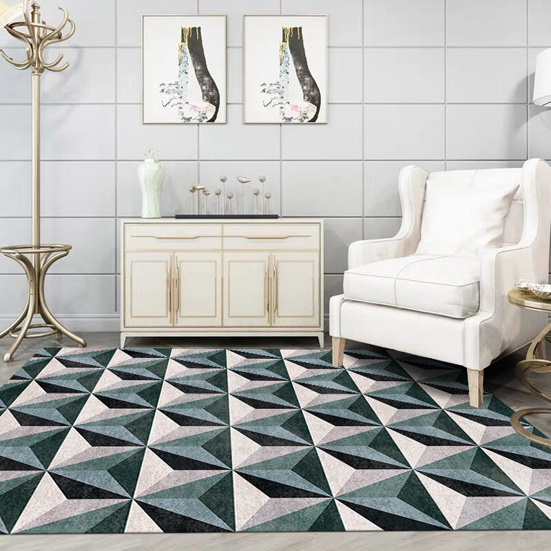 Stylish Modernist Rug Polyester Geometric Pattern Rug Washable Pet Friendly Non-Slip Carpet for Living Room