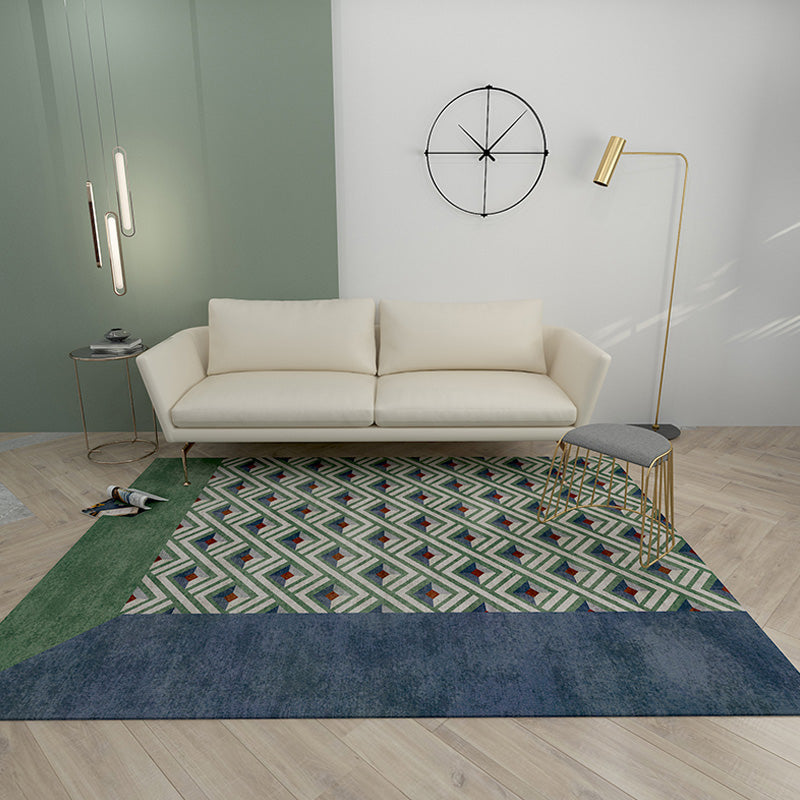 Stylish Modernist Rug Polyester Geometric Pattern Rug Washable Pet Friendly Non-Slip Carpet for Living Room