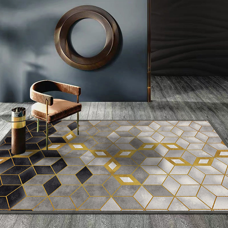 Funky Modernism Rug Multicolor Geometric Pattern Rug Pet Friendly Anti-Slip Washable Area Rug for Decoration