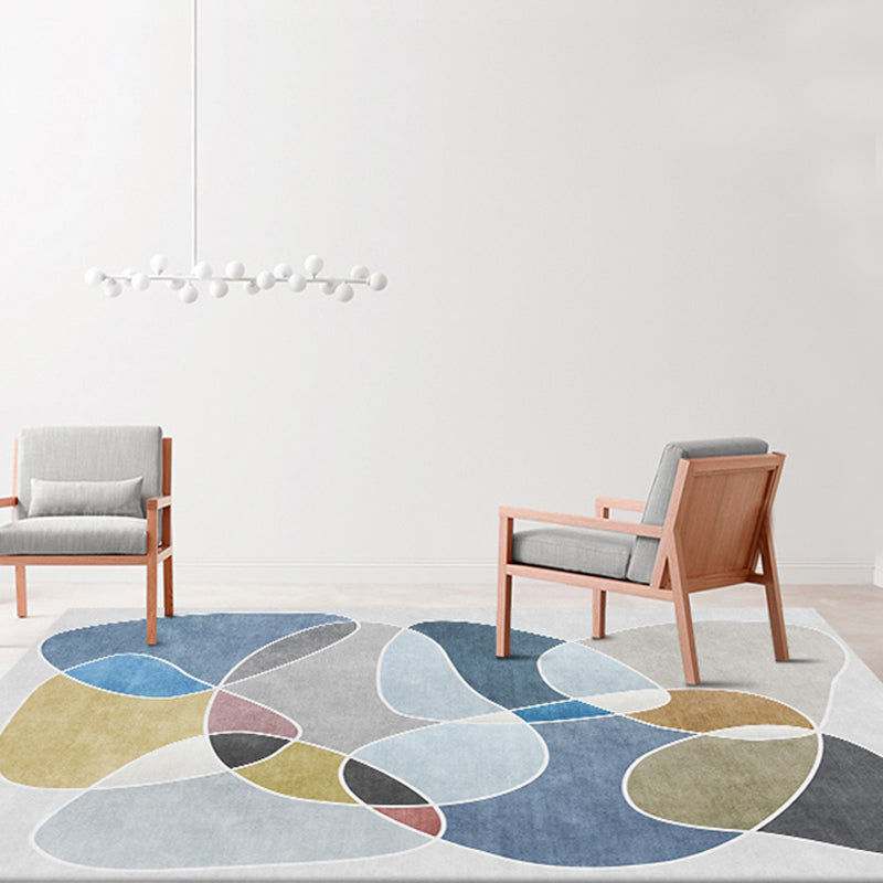 Stylish Multicolor Modernist Rug Polyester Colorblock Rug Washable Pet Friendly Non-Slip Carpet for Living Room