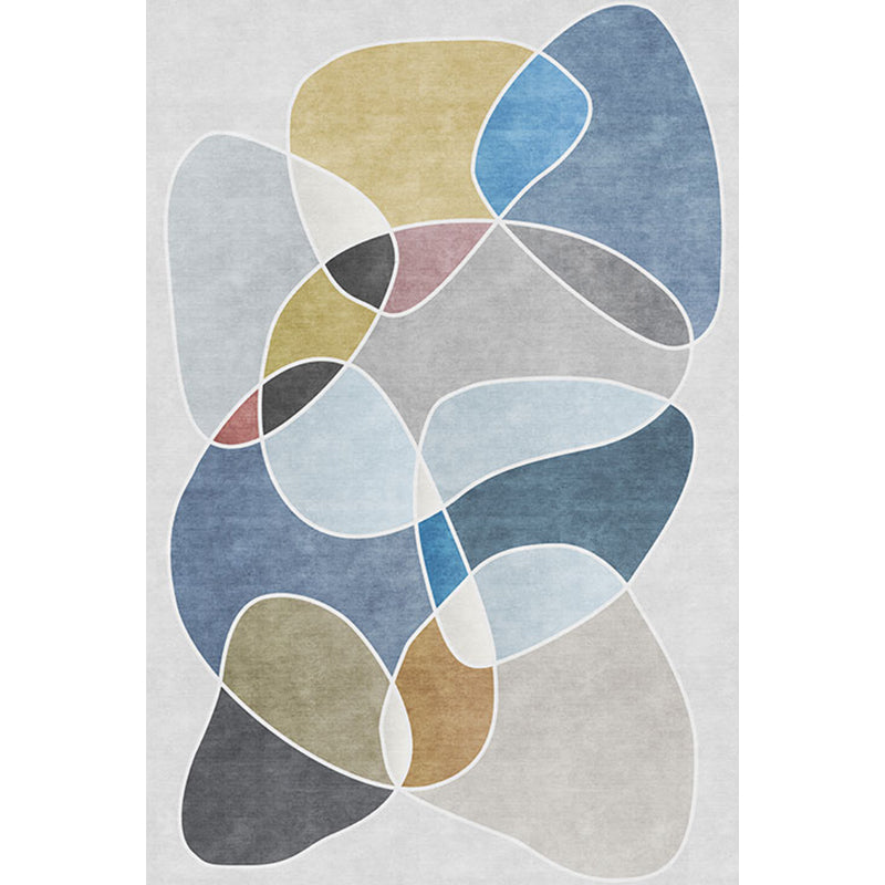 Stylish Multicolor Modernist Rug Polyester Colorblock Rug Washable Pet Friendly Non-Slip Carpet for Living Room