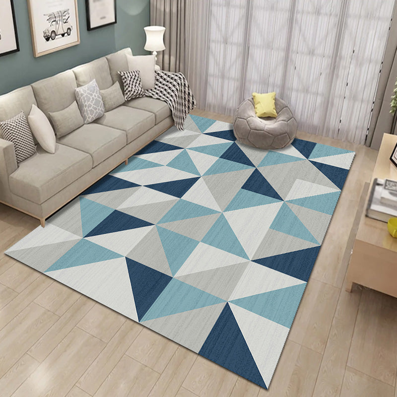 Unique Multicolor Modernist Rug Polyester Geometric Rug Washable Pet Friendly Non-Slip Carpet for Living Room