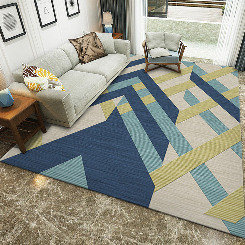 Unique Multicolor Modernist Rug Polyester Geometric Rug Washable Pet Friendly Non-Slip Carpet for Living Room