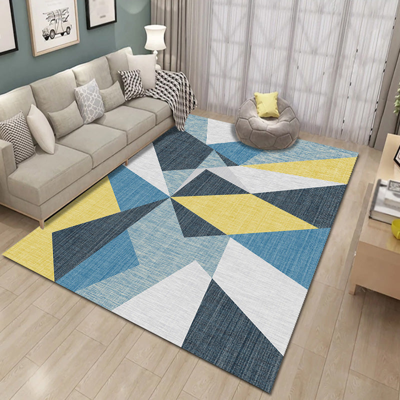 Unique Multicolor Modernist Rug Polyester Geometric Rug Washable Pet Friendly Non-Slip Carpet for Living Room