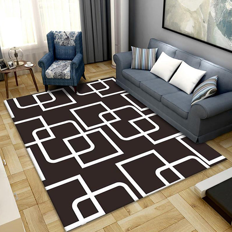 Geometric Pattern Rug Polyester Nordic Rug Washable Anti-Slip Pet Friendly Area Rug for Living Room