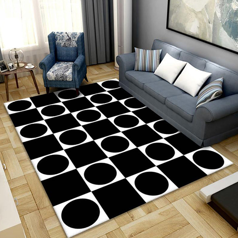 Geometric Pattern Rug Polyester Nordic Rug Washable Anti-Slip Pet Friendly Area Rug for Living Room