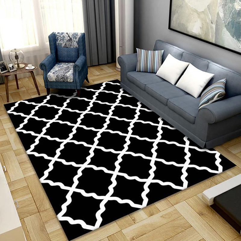 Geometric Pattern Rug Polyester Nordic Rug Washable Anti-Slip Pet Friendly Area Rug for Living Room