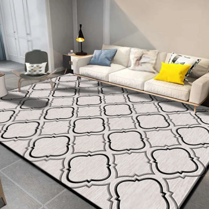 Geometric Pattern Rug Polyester Nordic Rug Washable Anti-Slip Pet Friendly Area Rug for Living Room