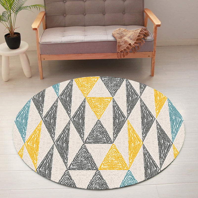 Unique Multicolor Modernist Rug Polyester Geometric and Stripe Pattern Rug Washable Pet Friendly Non-Slip Carpet for Living Room