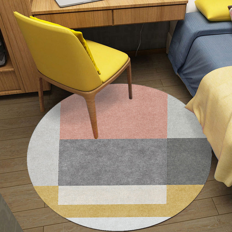 Unique Multicolor Modernist Rug Polyester Geometric and Stripe Pattern Rug Washable Pet Friendly Non-Slip Carpet for Living Room