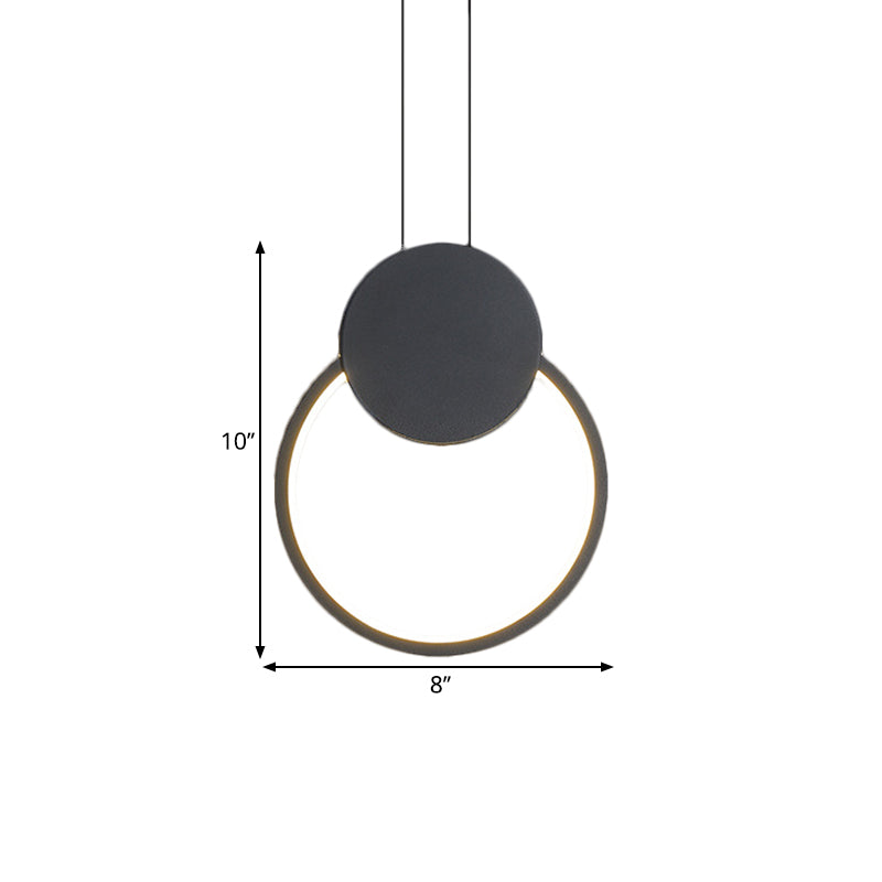 Metal Round/Rhombus Ceiling Pendant Modernist LED Black Hanging Lamp Kit in Warm/White Light for Bedroom