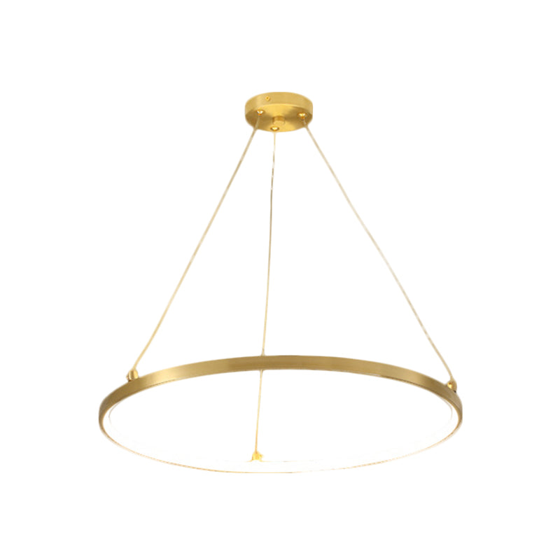 Gold Hoop Hanging Chandelier Simplicity LED Metallic Suspension Pendant for Dining Room
