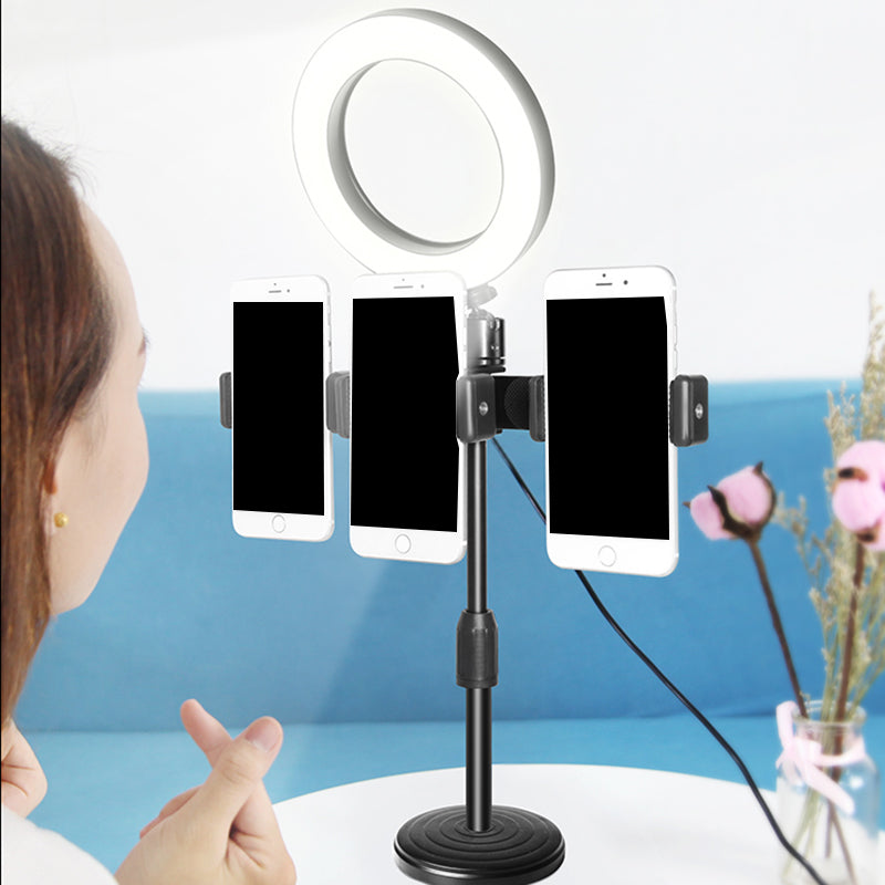 Phone Support LED Fill Flush Lamp Modern Black Finish USB Vanity Light with Round Metal Shade