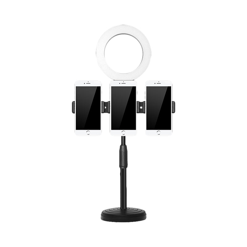 Phone Support LED Fill Flush Lamp Modern Black Finish USB Vanity Light with Round Metal Shade