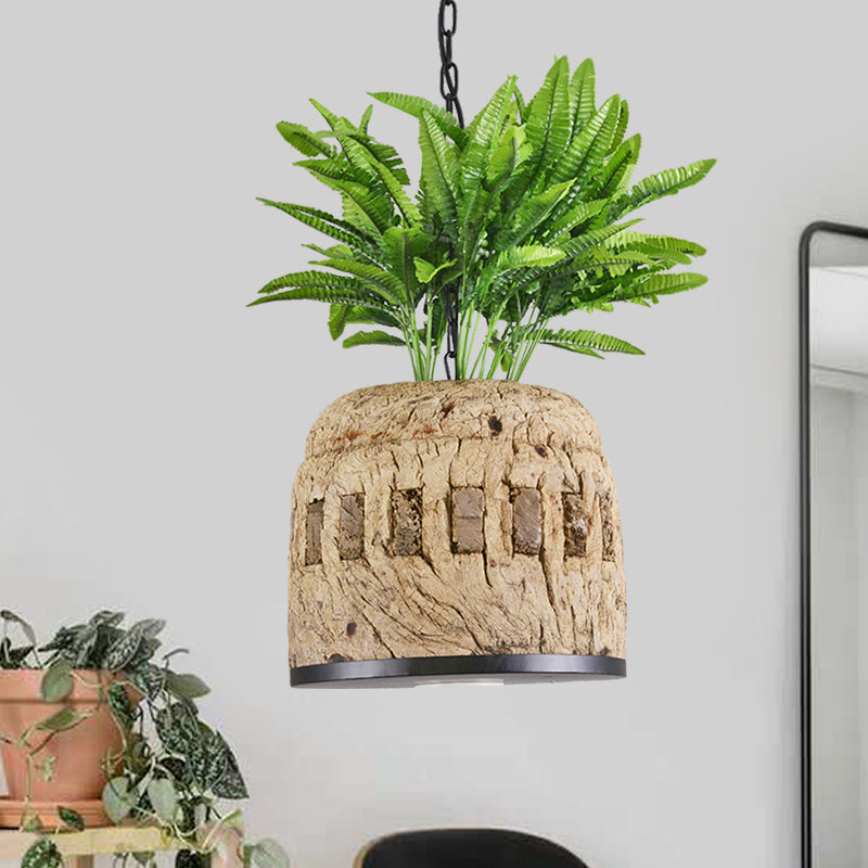 1 lichte hanglamp Factory eetkamerplant hangende lichtkit met koepelhars schaduw in groen