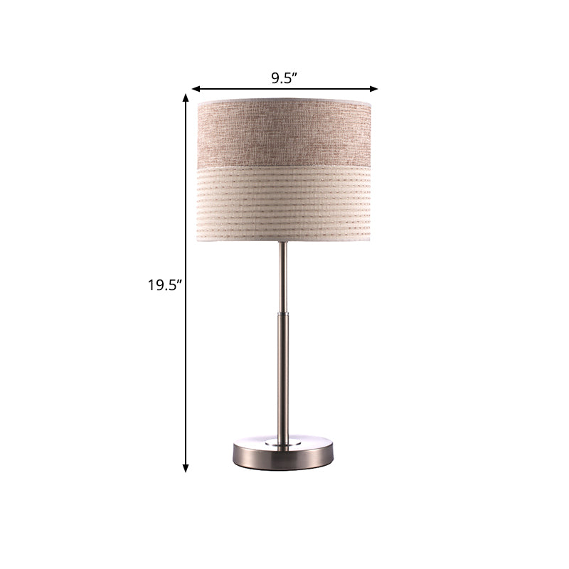 Tissu d'éclairage de nuit du cylindre contemporain 1 lampe de chevet de chevet à 1 lumière en gris crème