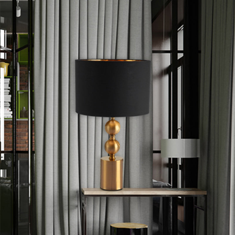 1 tête à part la lampe de nuit simplicité du bureau finition noire lumière avec une teinte en tissu de cylindre