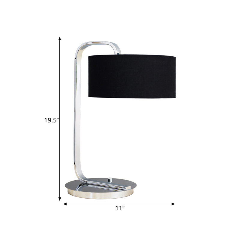 Eenvoud 1-Bulb nachtkastje licht zwart/witte cilinder nachttafellamp met stofschaduw voor het bedzijde