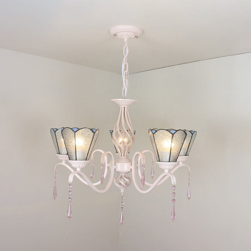 Cone Chandelier Light with Crystal Decoration 5 Lights Clear Glass Tradition Pendant Light for Stairway