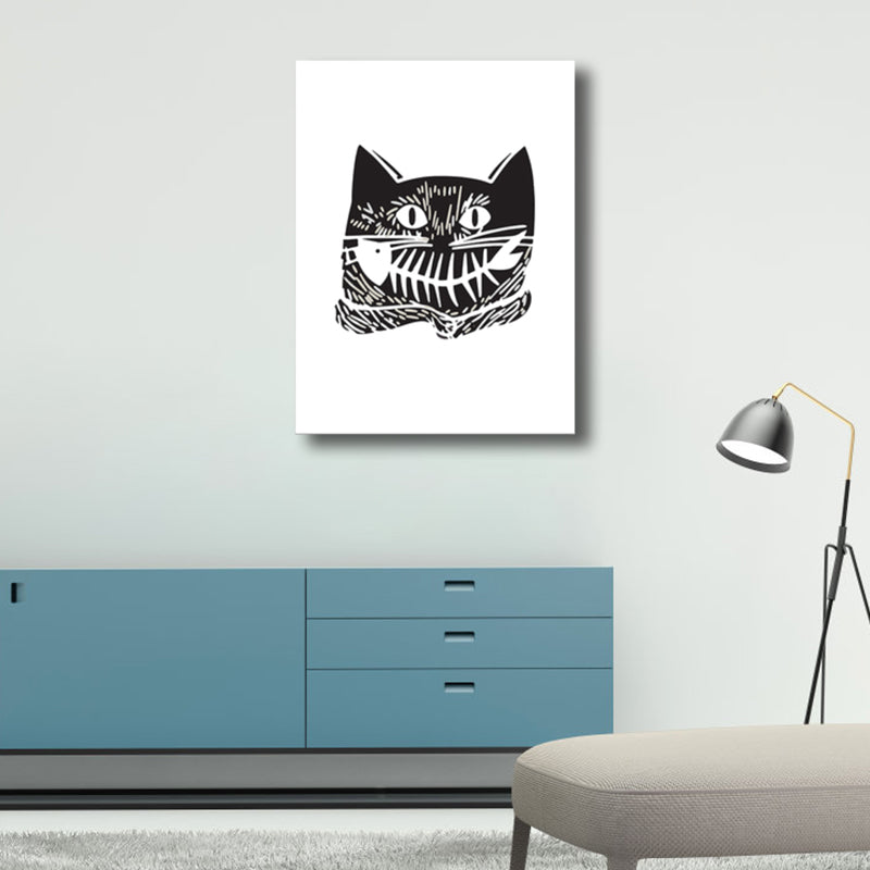 Cartoon Animal Canvas Wall Art Textured Kids Style Girls Room Wall Decor in Soft Color