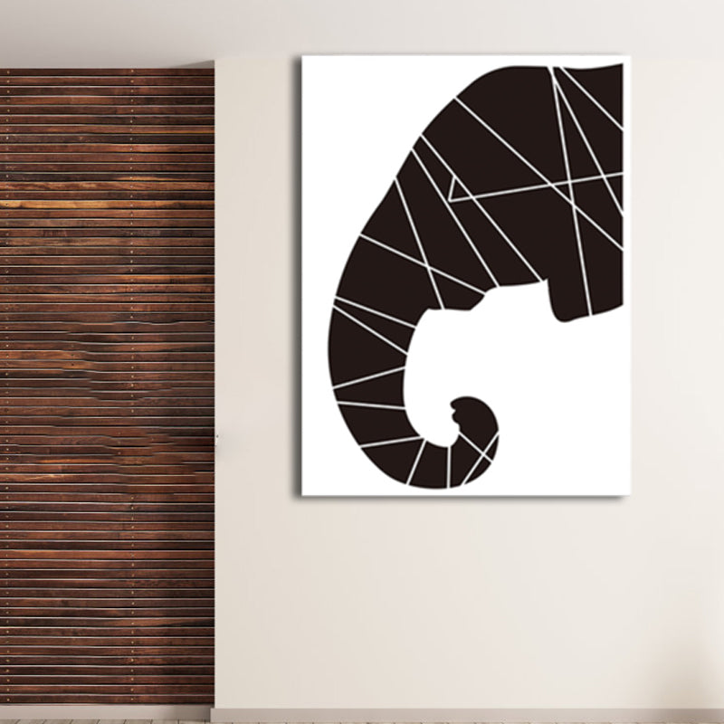Black Elephant Wall Decor Animal Children's Art Textured Canvas Print for Living Room
