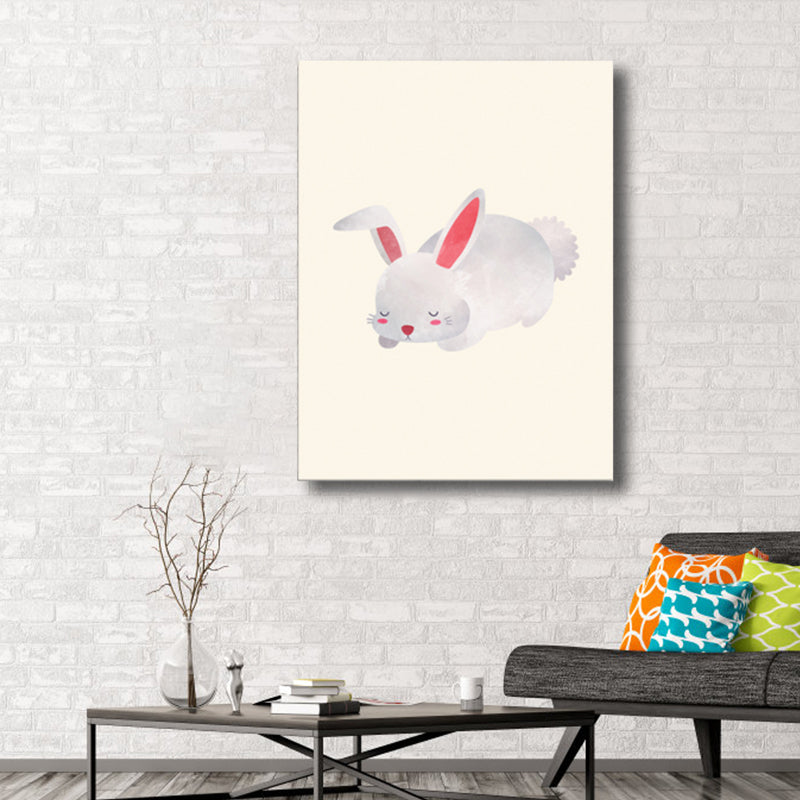 Illustration Print Small Animal Canvas Light Color Children's Art Wall Decor for Sitting Room