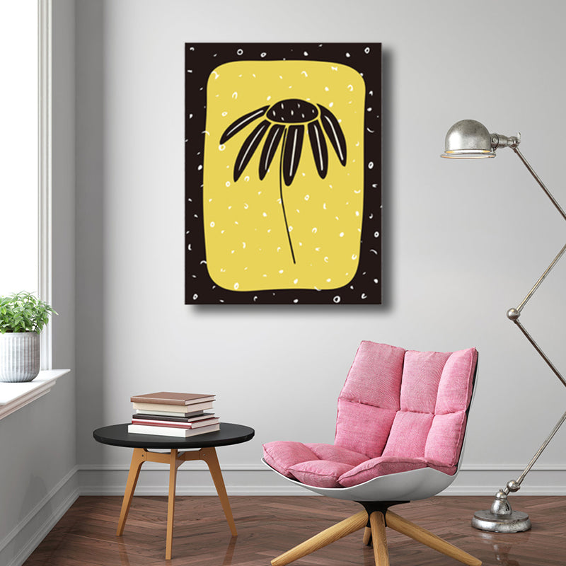 Dark Color Kids Style Painting Botanical Print Wrapped Canvas for Girls Bedroom