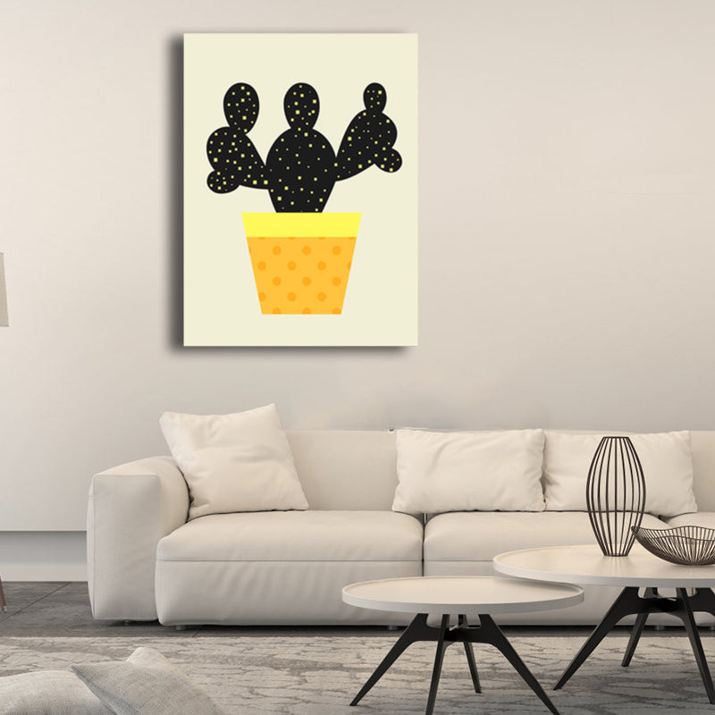 Cactus Potting Art Print Texturé Décoration murale intérieure de maison scandinave en couleur claire