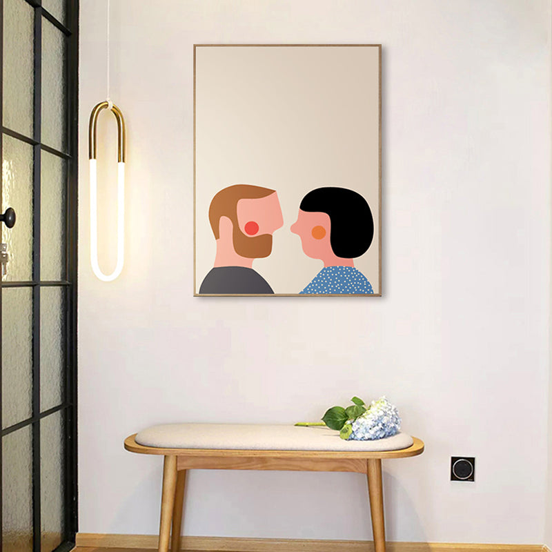 Blushing Characters Art Print Pastel Color Nordic Aesthetics Wall Decor for Studio