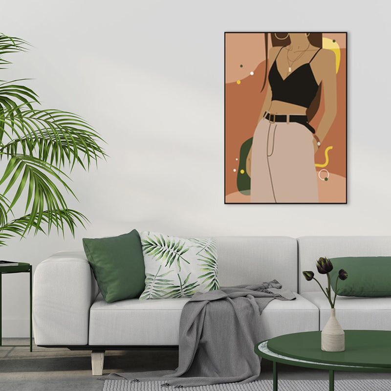 Illustration Girls Dress Wall Art Glam Cool Fashion Canvas Print in Soft Color for Room