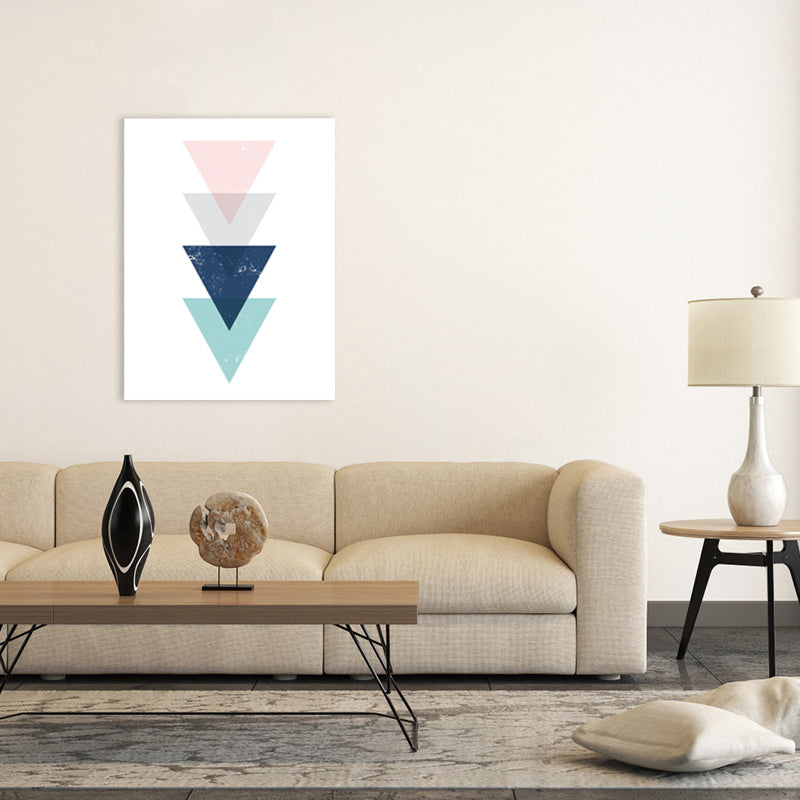 Toile graphique triangulaire scandinave, décoration murale à géométrie de couleur douce pour chambre à coucher, texturée