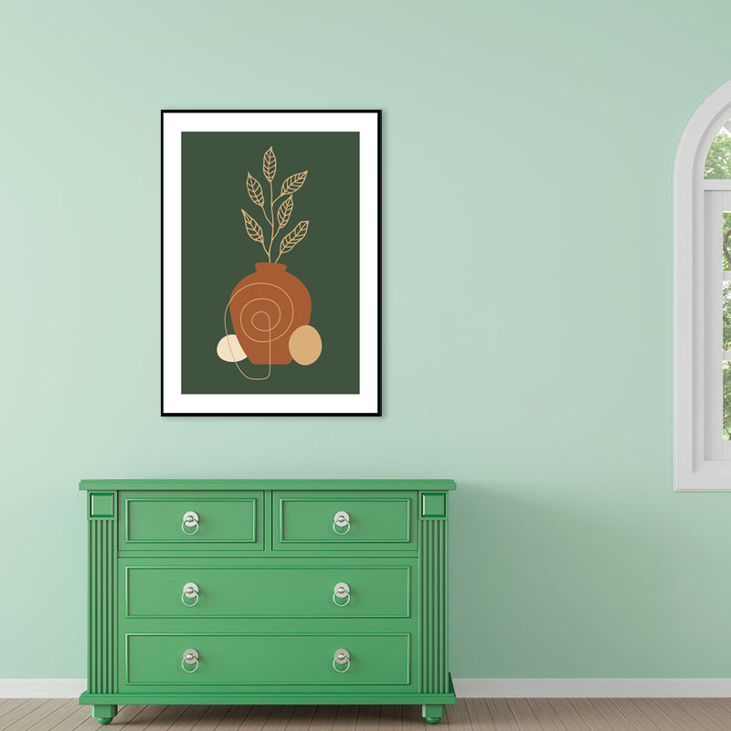 Toile de plante en Pot de couleur foncée, décoration murale texturée imprimée pour chambre, plusieurs tailles