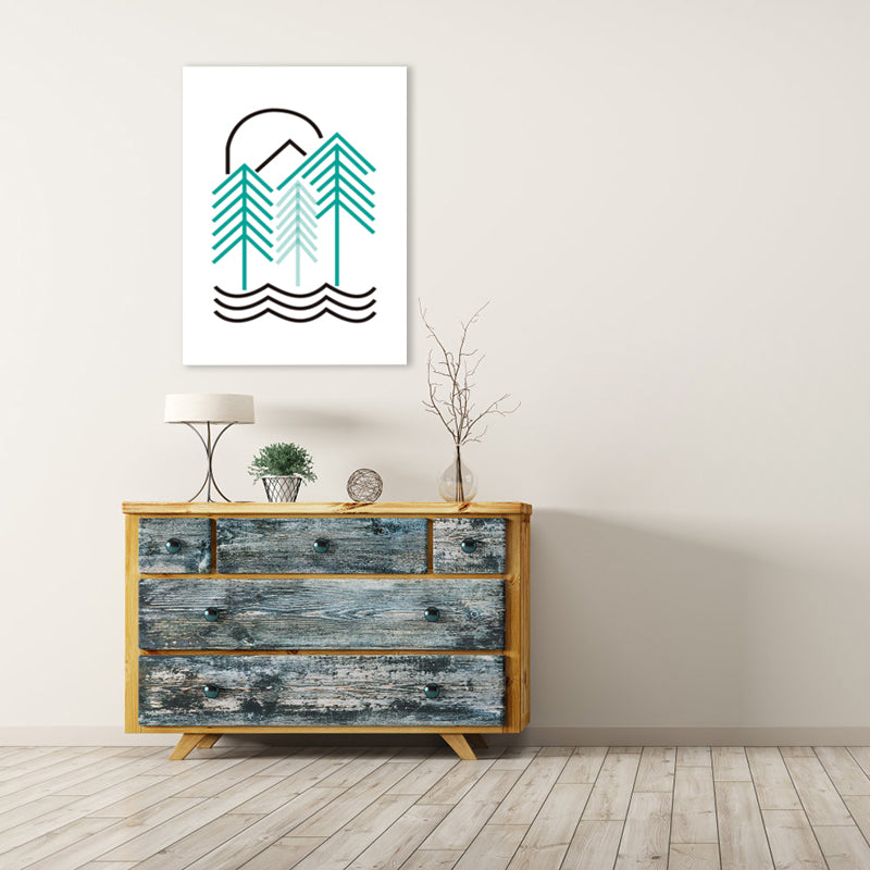 Graphic Pattern Canvas Art Light Color Scandinavian Stylish Wall Decor for Playroom