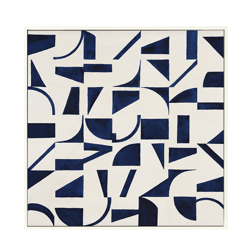 Stunning Graphic Pattern Wrapped Canvas House Interior Scenery Wall Art Print in Blue