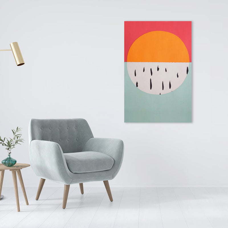 Colorful Illustrated Geometric Canvas Wall Art for Girls Bedroom, Orange, Multiple Sizes