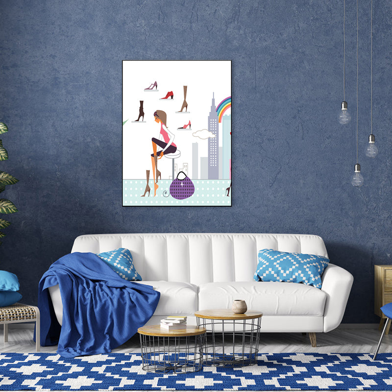 Toile imprimée nordique pour femmes urbaines, décoration murale texturée de couleur Pastel pour salon