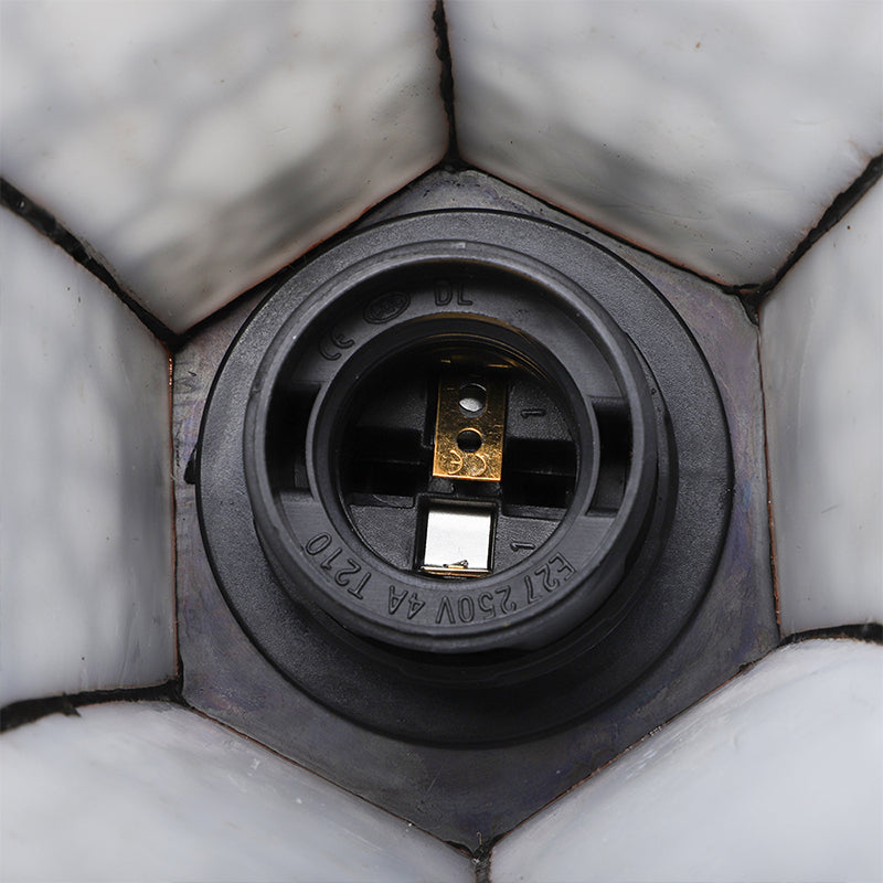Art Glass Bell Wall Light with Carved Arm 1 Head Vintage Tiffany Wall Lamp in Black for Outdoor
