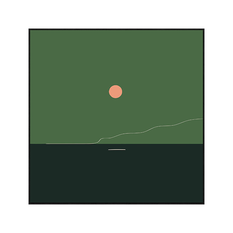 Green Minimalism Wall Art Illustration Scenery Canvas Print for House Interior, Multiple Sizes