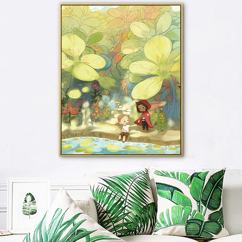 Childrens Art Excursion Wall Decor Light Color Textured Canvas Print for Baby Room