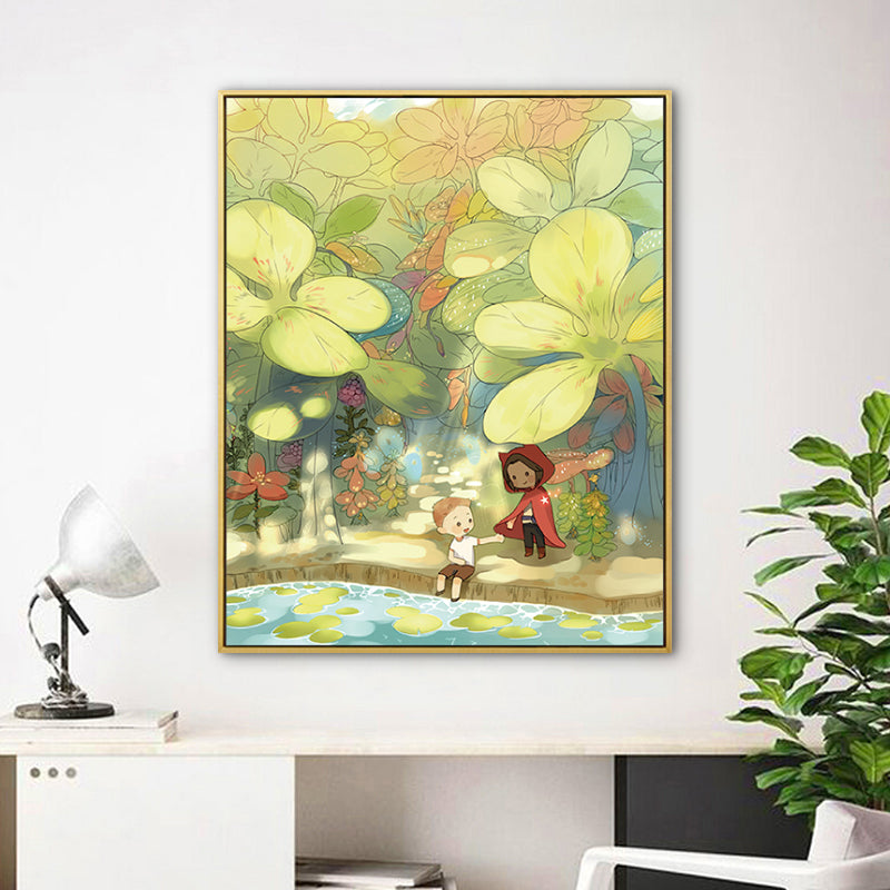 Décoration murale d'excursion artistique pour enfants, impression sur toile texturée de couleur claire pour chambre de bébé