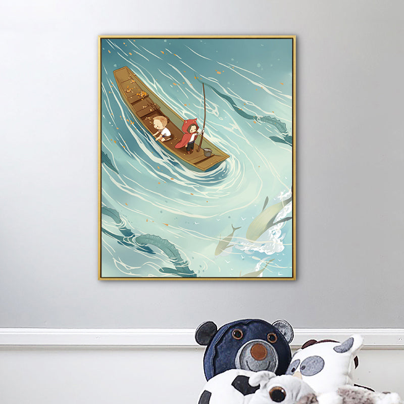 Childrens Art Excursion Wall Decor Light Color Textured Canvas Print for Baby Room