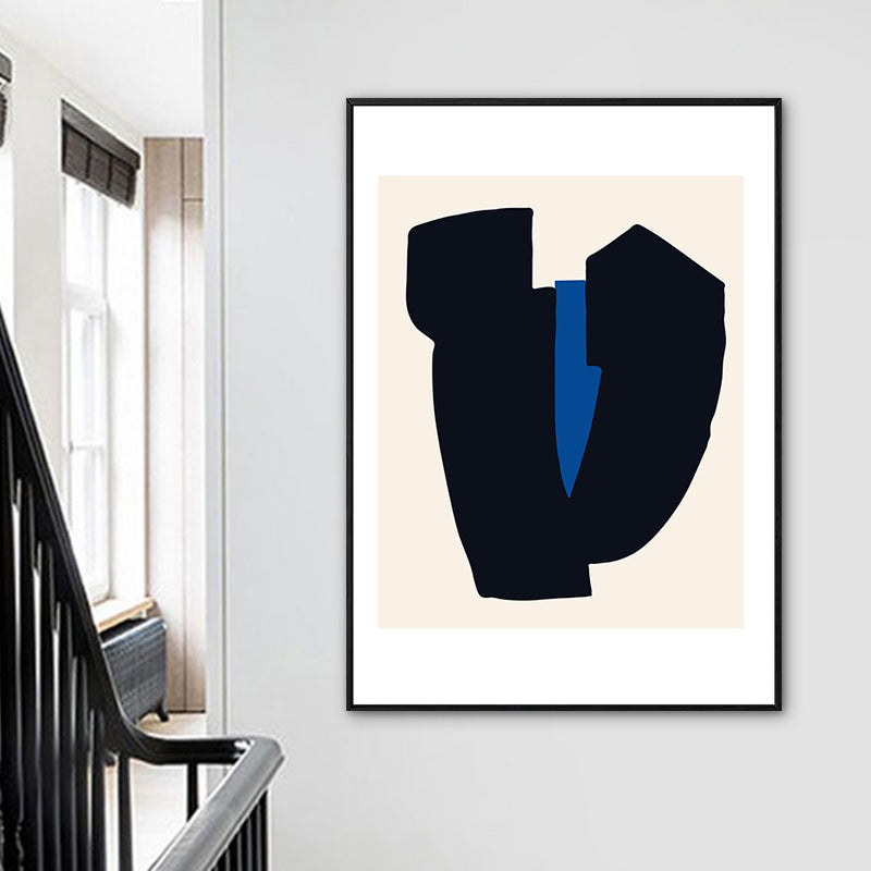 Canvas Textured Art Print Minimalistic Abstract Wall Decor in Dark Color for Bedroom