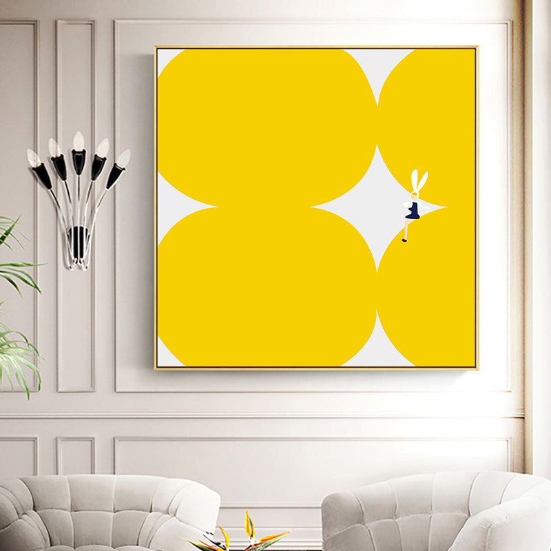 Cute Bunny Girl Canvas Wall Art Dining Room Geometry Wall Decor, Multiple Size Options