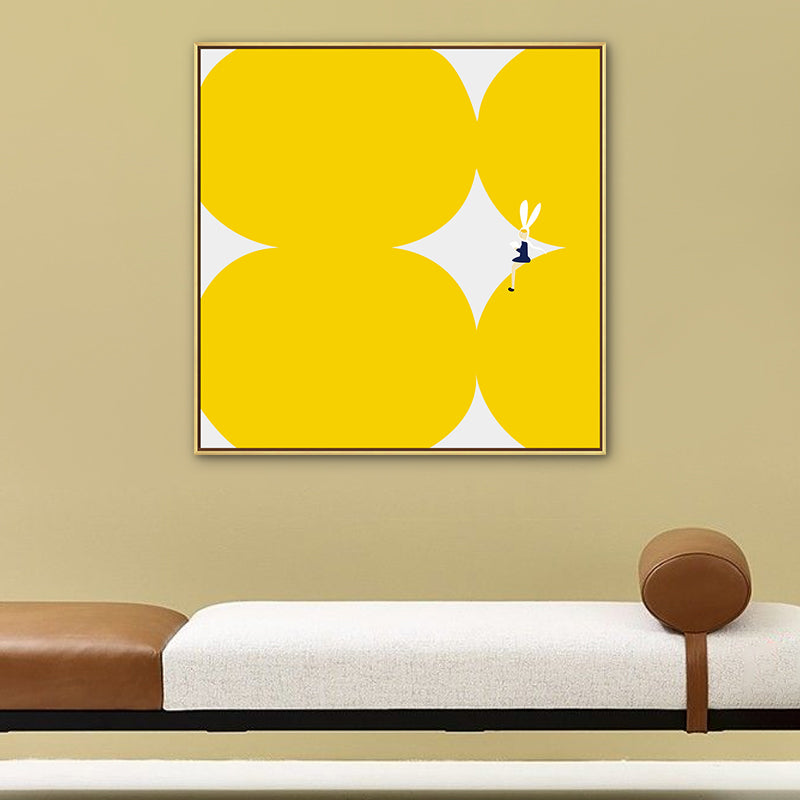 Cute Bunny Girl Canvas Wall Art Dining Room Geometry Wall Decor, Multiple Size Options