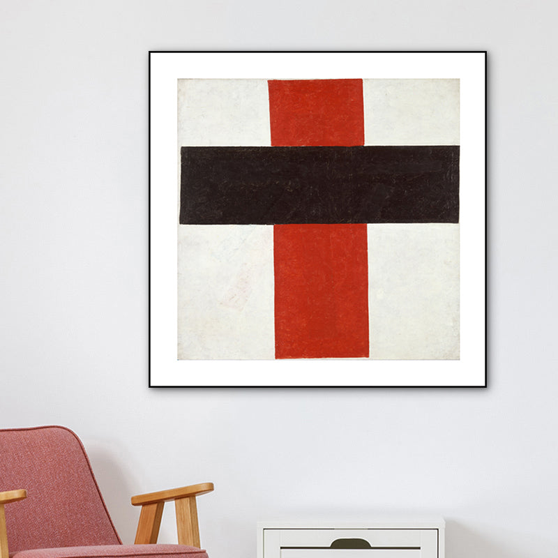 Simple Style Geometrical Art Print Canvas Textured Dark Color Wall Decor for Corridor