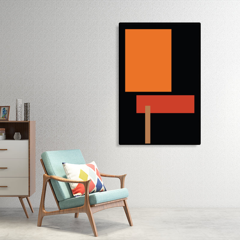 Nordic Style Geometric Wall Art Decor Dark Color Sitting Room Canvas Print, Textured